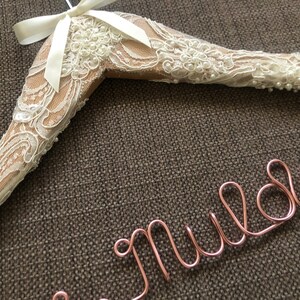 The ULTIMATE Bride lace wedding hanger for the perfect touch to any vintage wedding theme. image 3