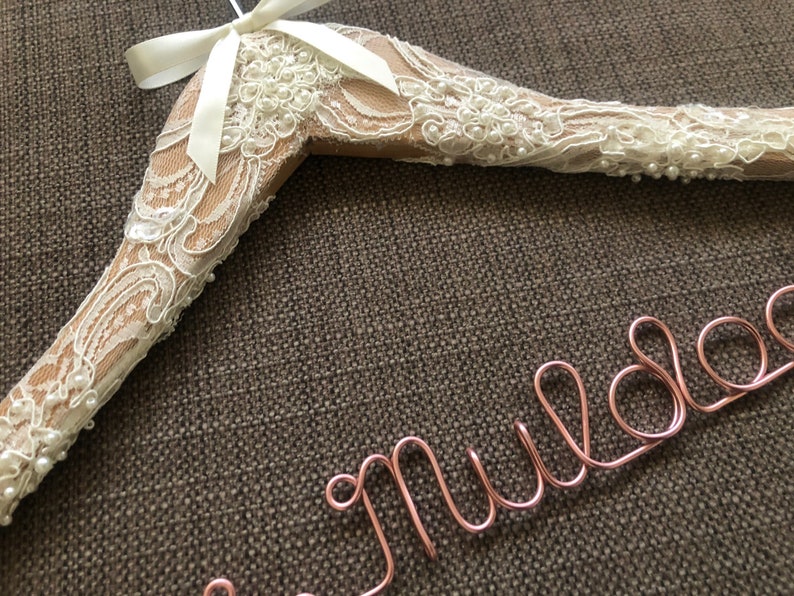 The ULTIMATE Bride lace wedding hanger for the perfect touch to any vintage wedding theme. image 3