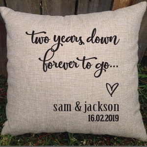 Celebrate 2 years married cotton anniversary with this personalised gift for your partner. Two years down, forever to go with your names. image 1