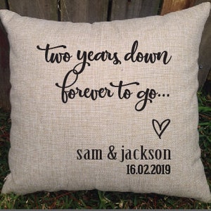 Celebrate 2 years married cotton anniversary with this personalised gift for your partner. Two years down, forever to go with your names.