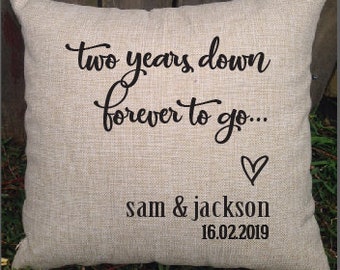 Celebrate 2 years married cotton anniversary with this personalised gift for your partner. Two years down, forever to go with your names.