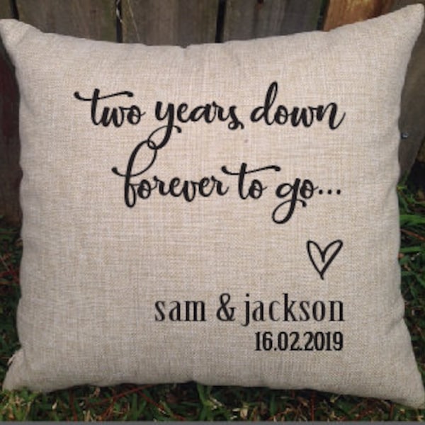 Celebrate 2 years married cotton anniversary with this personalised gift for your partner. Two years down, forever to go with your names.