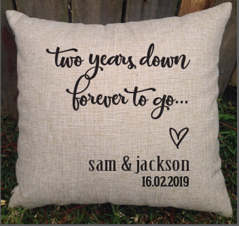 Celebrate 2 years married cotton anniversary with this personalised gift for your partner. Two years down, forever to go with your names. image 1