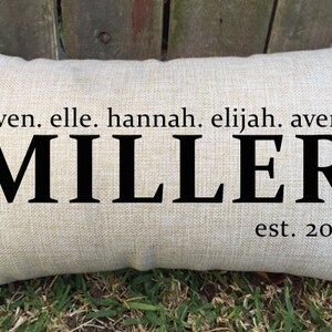 Personalized Family Names Pillow, Anniversary Gift, 100% Cotton