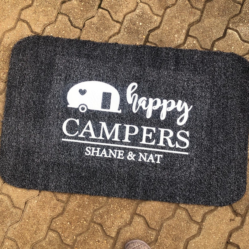Happy Campers custom doormat. Printed to last huge 92x58cm. Etsy