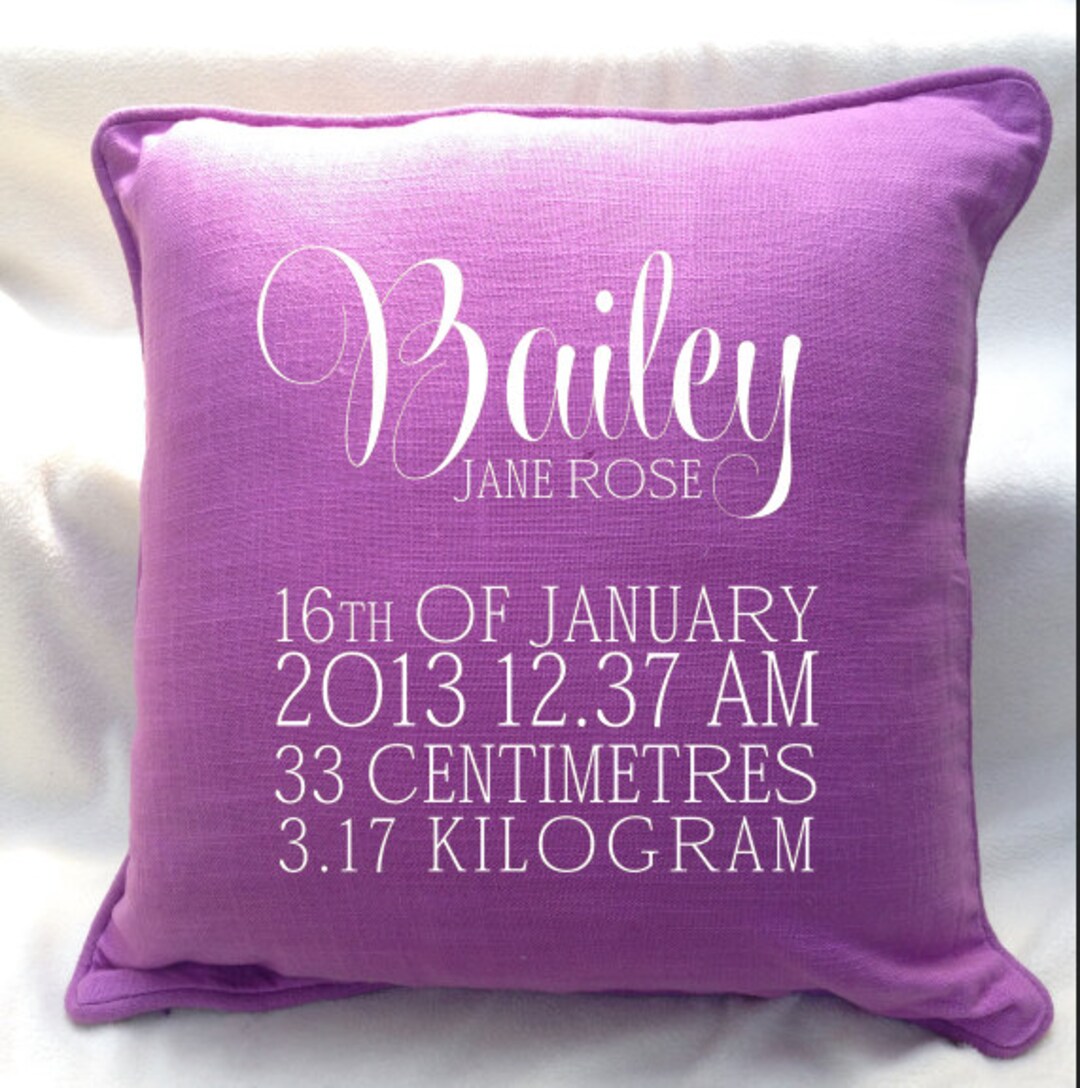 Classy Custom BABY GIRL Birth Announcement Pillow for New Borns, the Perfect Gift for New