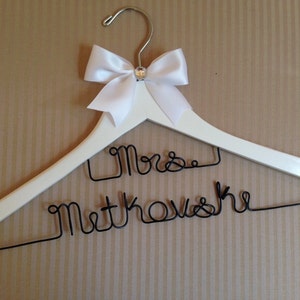 Double decker MRS wedding hangers for extra long surnames - perfect for any bride so no one misses out.
