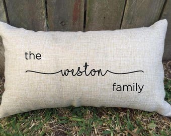 Super cute FAMILY pillow with surname. Also perfect for christmas, 2nd wedding anniversary "cotton", grandparents, housewarming gift & more