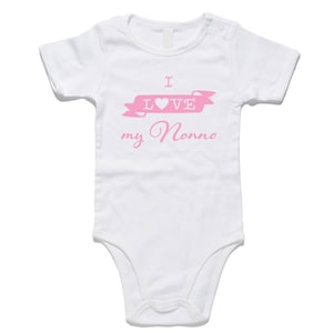 i love my nonno/grandpa/opa/grandad romper, high quality material & vinyl printing. Slogans available too. Create your own romper with us.