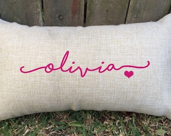 Sweetheart name pillow for her! Perfect gift for birthdays, teens, or special occasions to decorate their bedrooms in style. Suits any age!