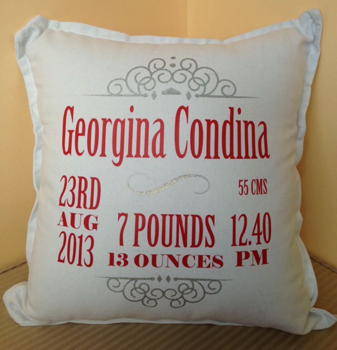 Beautiful Personalised BABY GIRL Birth Announcement Pillows for New ...