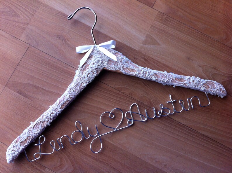 The ULTIMATE Bride lace wedding hanger for the perfect touch to any vintage wedding theme. image 1