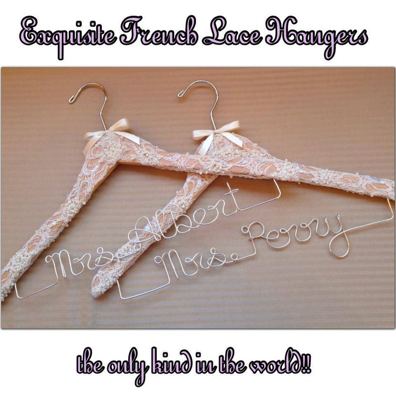 The ULTIMATE Bride lace wedding hanger for the perfect touch to any vintage wedding theme. image 4