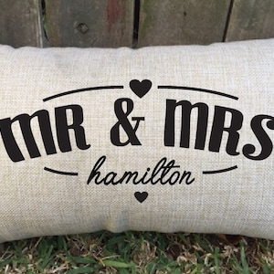 Personalized Newlywed Cotton Pillow, Anniversary Gift