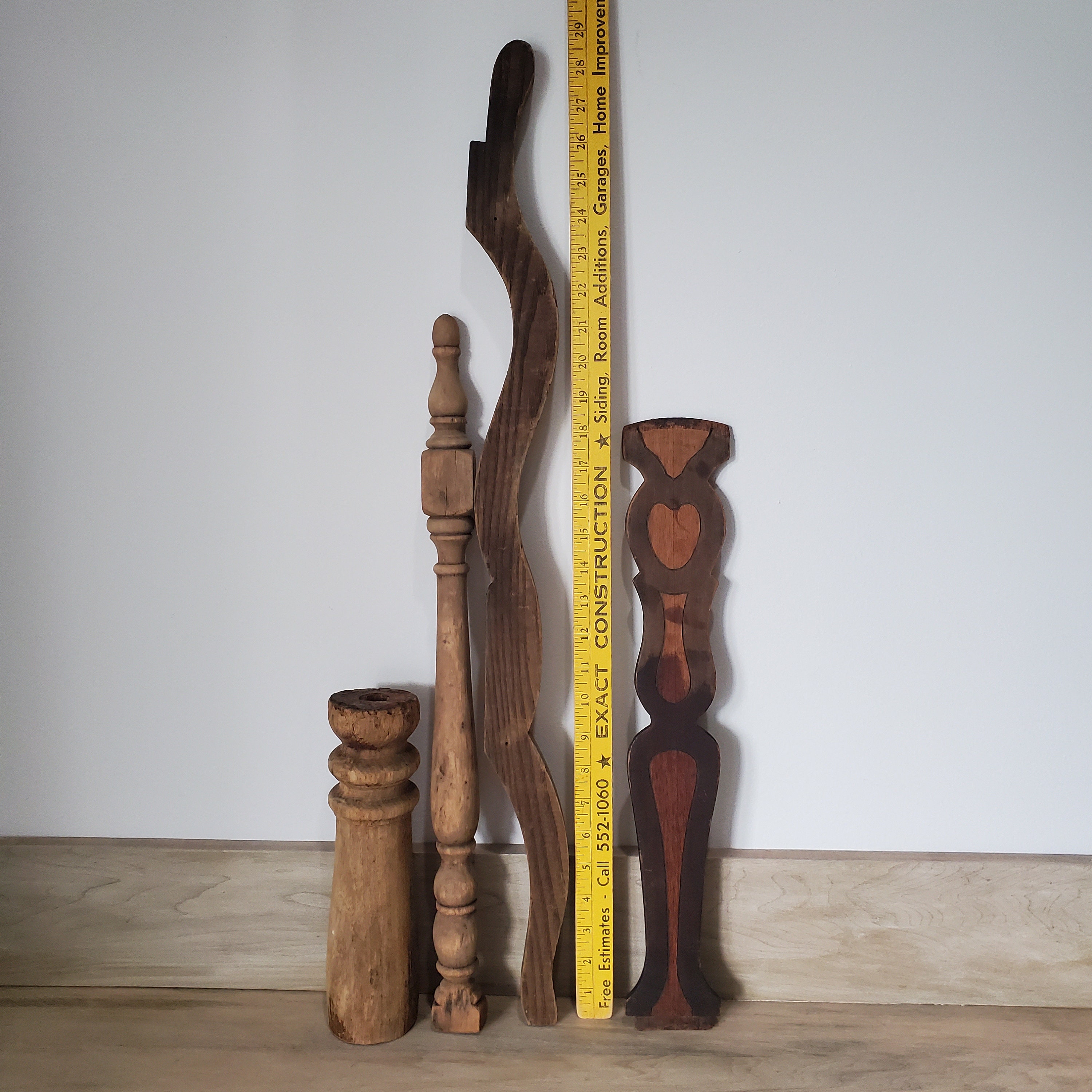 Vintage Group of Salvaged Wood Pieces, Antique Furniture Salvage Parts