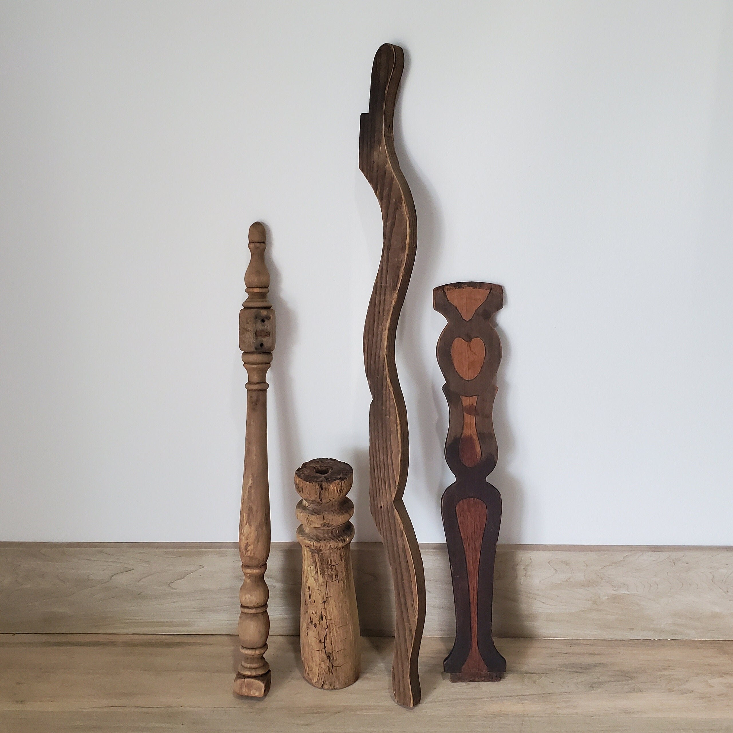 Vintage Group of Salvaged Wood Pieces, Antique Furniture Salvage Parts