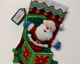 Fertig gefilzter Nikolausstiefel “Pop Up Santa” Bucilla 86063