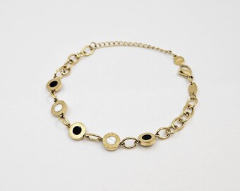 Bracelet chiffres romains en acier inoxydable plaqué or classique élégant