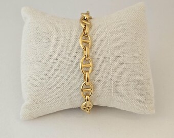 Bracelet chaîne à maillons ovales en acier inoxydable plaqué or style décontracté