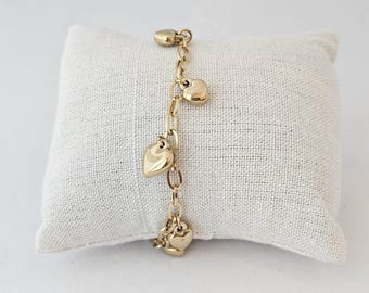 Bracelet en acier inoxydable plaqué or six coeurs
