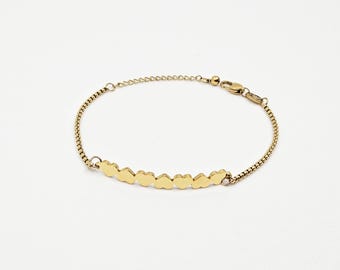 Bracelet Plaqué Or Charmant Sept Coeurs