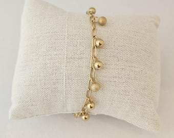 Bracelet plaqué or douze sphères en acier inoxydable