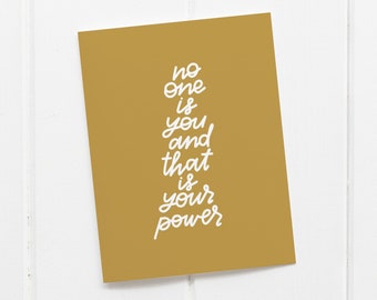 Encouraging Card | No One Is You And That Is Your Power, Cards for Best Friend, Cute Friend Card, Empowering Quotes, Inspiring Card