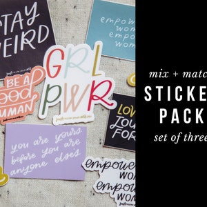 Sticker Pack Set of Three Stickers, Mix and Match, Sticker Bundle, Vinyl Stickers image 1