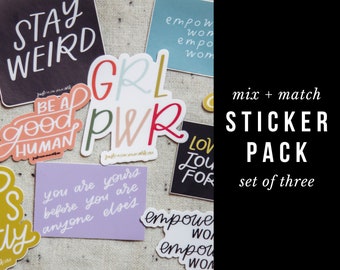 Sticker Pack | Set of Three Stickers, Mix and Match, Sticker Bundle, Vinyl Stickers