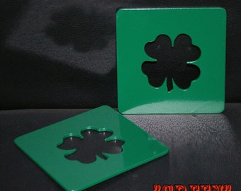 Juego de posavasos de trébol de 4 hojas de 4, posavasos de trébol de metal, día de San Patricio, decoración urbana del hogar-