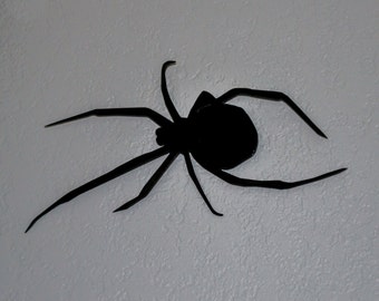 Arte de pared de metal de araña viuda negra, decoración de Halloween, arte de insectos, gótico