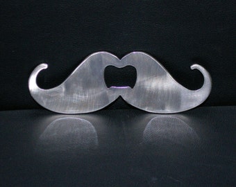 Mustache Metal Bottle Opener, Stache, Handlebar Mustache, Hipster or Steampunk, Custom Bottle Opener