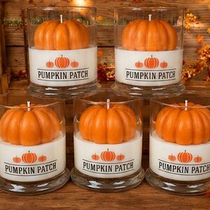 Pompoenveldkaars | Herfstkaars met pompoenmotief | Herfstdecoratie voor thuis | Cadeau voor pompoenliefhebbers | Boerderijstijl herfstdecoratie | Gezellige herfstkaars