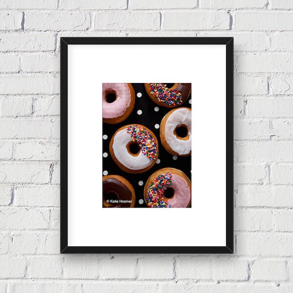 Food Art, Donuts and Polka Dots: 5x7 Matted Photo