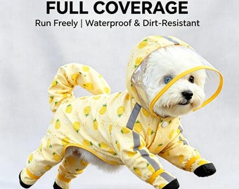 Impermeable para perros, chaqueta de cobertura total para cuatro patas, ropa impermeable para mascotas con acceso para correa