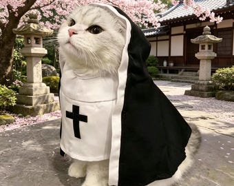 Funny Nun Cat Costume, Breathable Summer Pet Outfit, Photo Prop Clothes