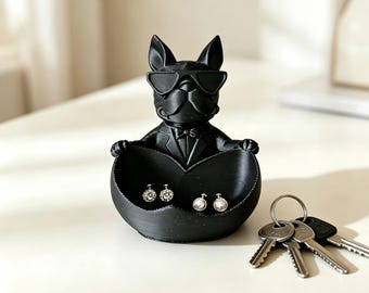 Organizador de mesa impresso em 3D com formato de Bulldog Francês, porta-óculos, porta-canetas, organizador de mesa, decoração para joias.