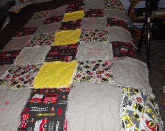 Firefighter rag  quilt, fireman