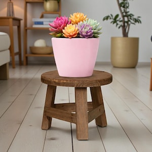 Moderner Mini-Pflanzenständer aus Holz, runder Bonsai-Hocker, Untersetzer für Sukkulenten-Blumentöpfe, kleiner Holzständer für die Dekoration von Haus und Garten