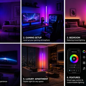 Modern RGB Corner Floor Lamp – Smart Ambient Lighting for Any Room