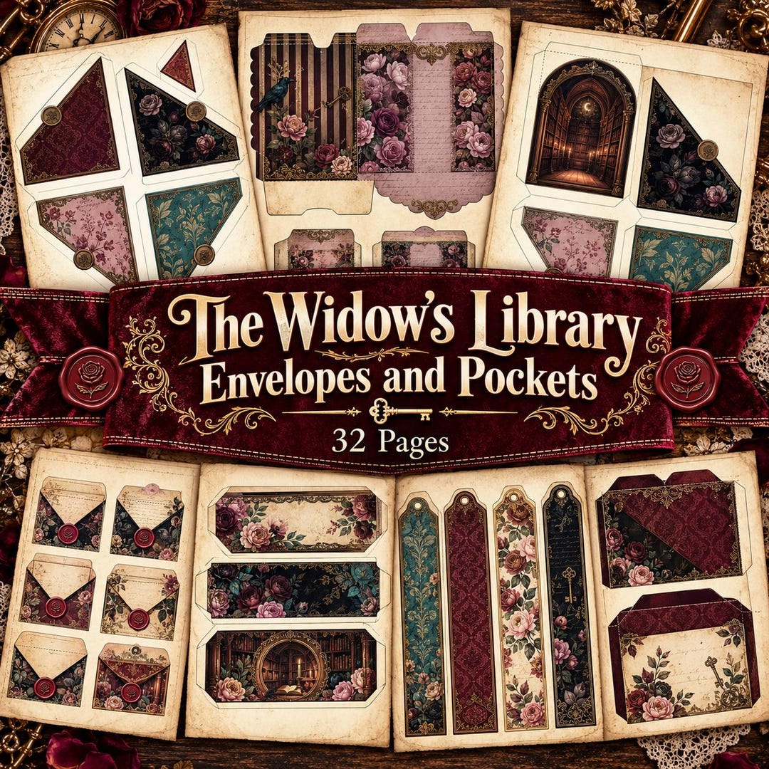 Gothic Junk Journal Envelopes and Pockets, 32 Printable Pages, Vintage ...