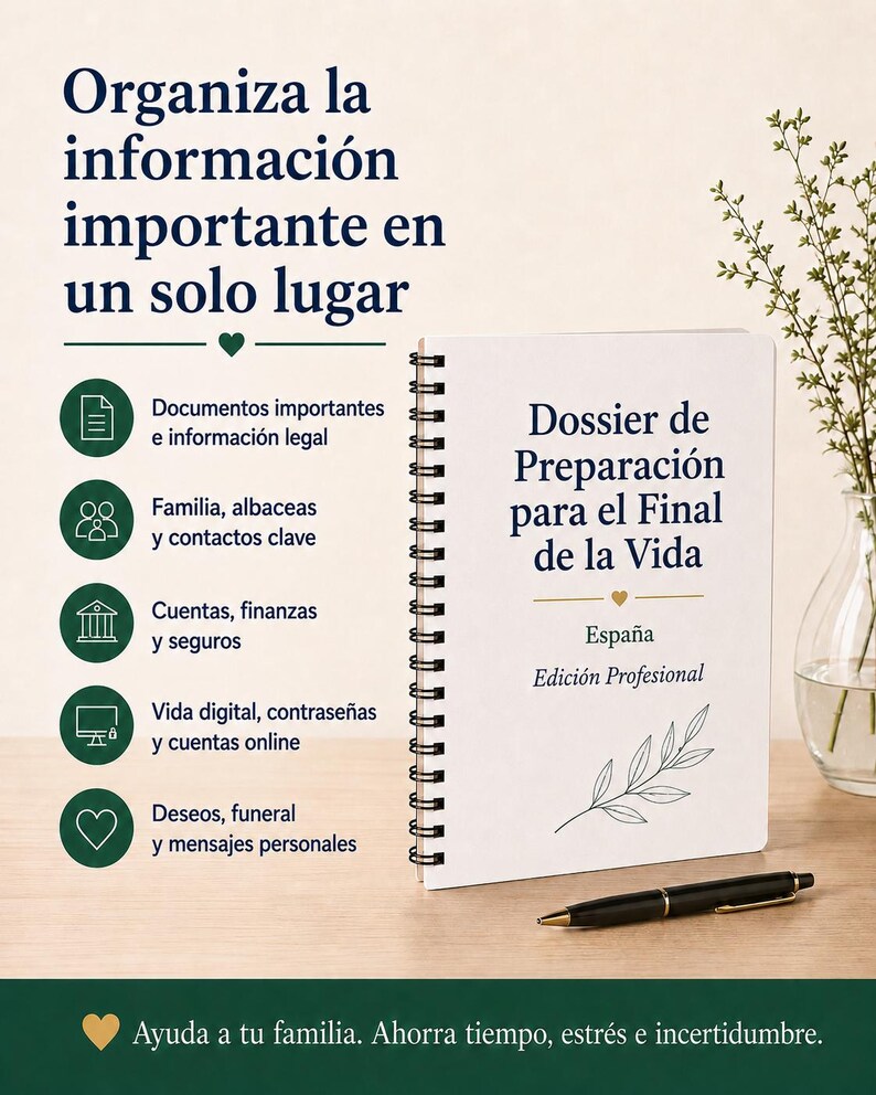 Planificador final de vida Espana PDF Version profesional Cuaderno imprimible Testamento Herencia Funeral Bild 3