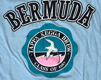 When I Was in College, I Was Really Lost at Sea - Rare Vintage 1987 Bermuda University T-shirt - Tappa Kegga Brew - 50/50 - LARGE