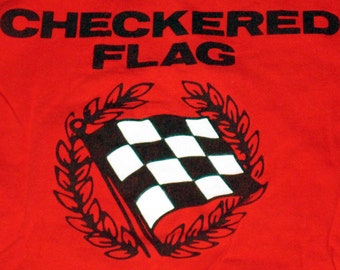 Racing in the Streets - Vintage 1970s Checkered Flag brand racing pocket T-Shirt - MEDIUM - Drag Racing - Hot Rod - NASCAR