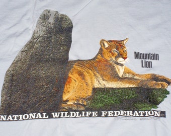 Are You Cruising for Cougars? - Rare Vintage 1990 National Wildlife Federation T-shirt - Not 50/50 - XL - Mountain Lion