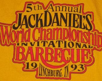 Squeal Like a Pig in This Shirt - Vintage 1993 Jack Daniel's 5th Annual BBQ Championship T-Shirt - Lynchburg, TN - vtg - Medium - Whiskey