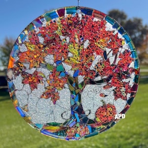 Fall Tree ..APD.. Garden Decoration.. Whirlygig.. Wind Spinner.. Sun Catcher.. Window Hanging.. Gift for Home.. Yard Art.. Home Garden Decor