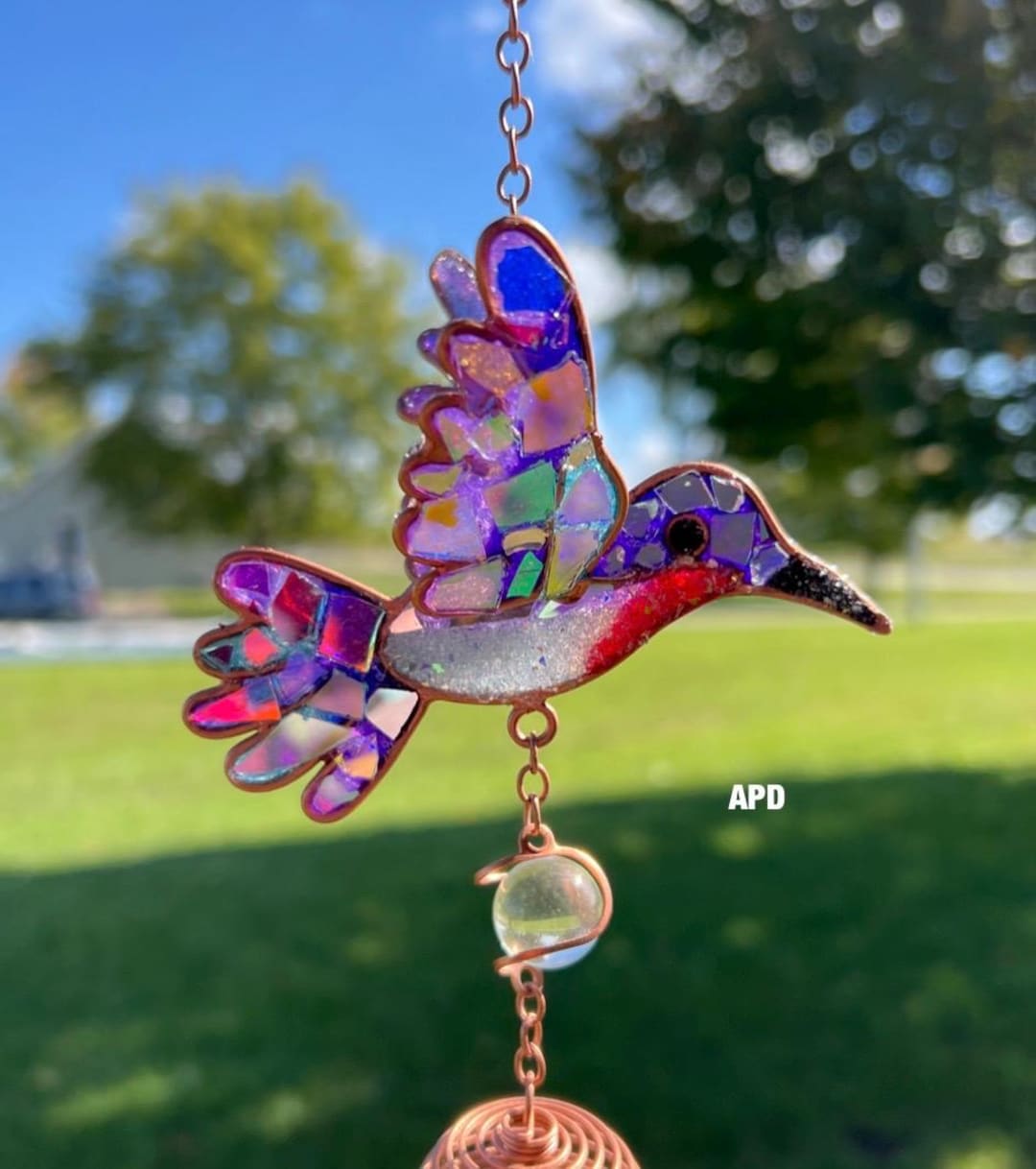Hummingbird Wind Chime.. APD.. Garden Art.. Yard Art.. Tree Bling
