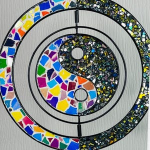 Yin Yang Wind Chime.. APD.. Garden Art.. Yard Decor.. Tree Bling.. Sun Catcher.. Patio.. Hippy Item.. Gift for Home.. Gift for Her/Him