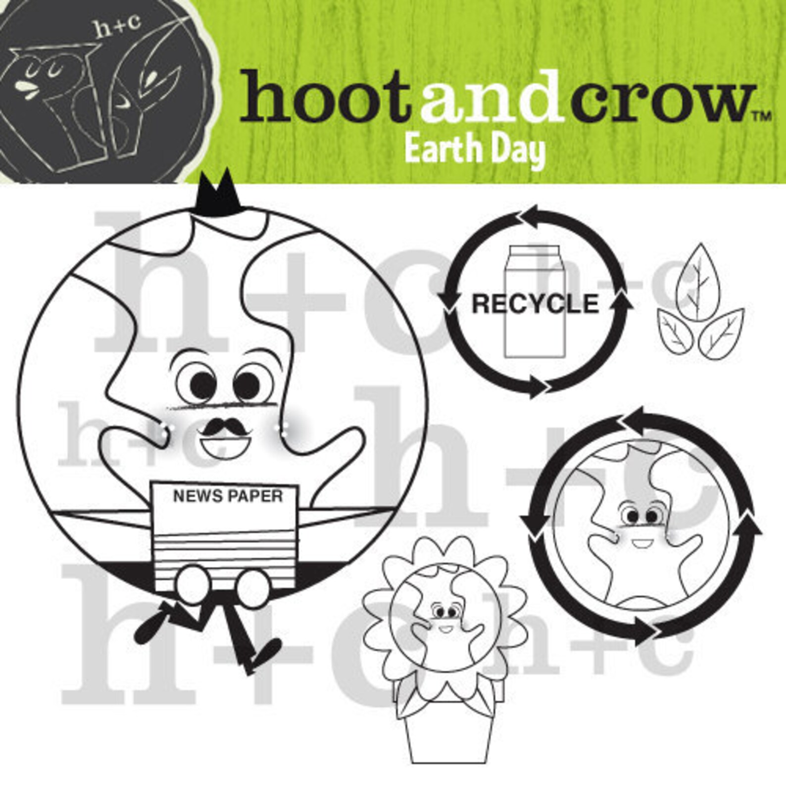 Earth Day Cute Black and White Earth Day Clip Art Personal and